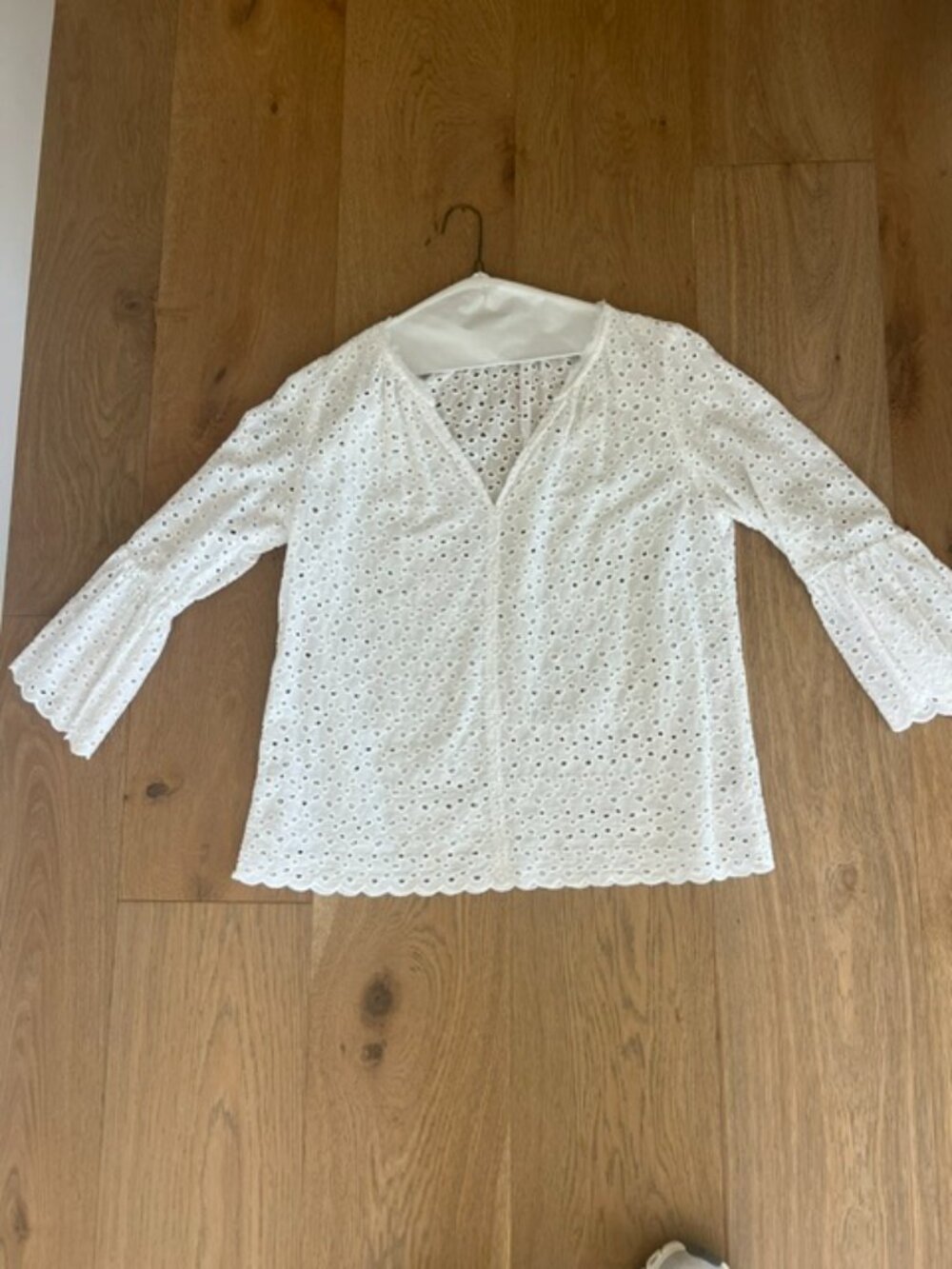 Velvet White Eyelet Top Medium